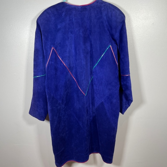 VTG Mary Hoffman Electric Blue Leather Coat Handmade Custom One of Kind - Picture 2 of 16